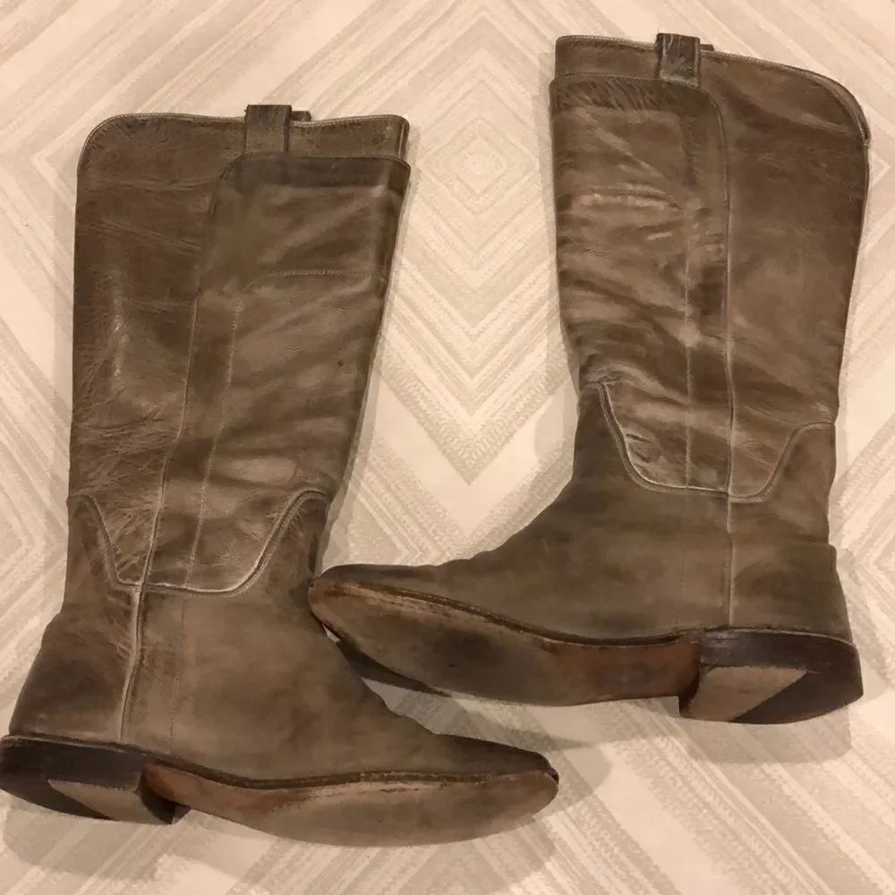 Frye Grey Distressed Paige Tall Pull-on Boots Size 8